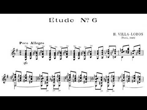 Heitor Villa-lobos - 12 Études for Guitar (Score video)