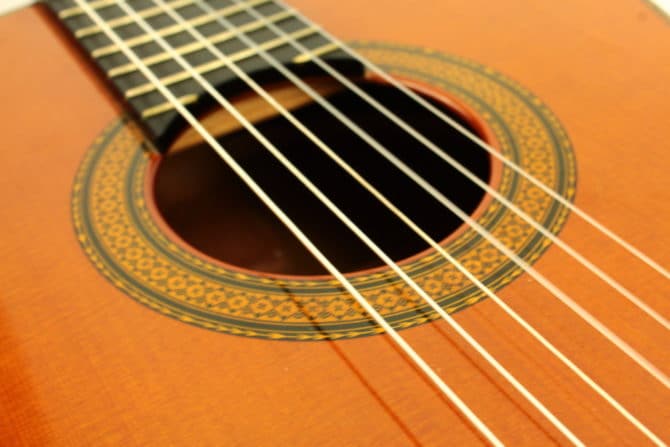 Nylon string guitar example close up