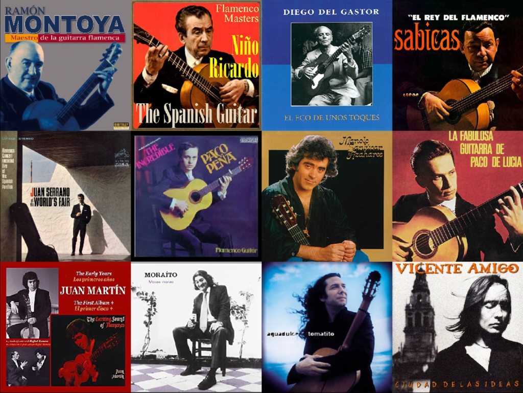 collage of flamenco guitar albums