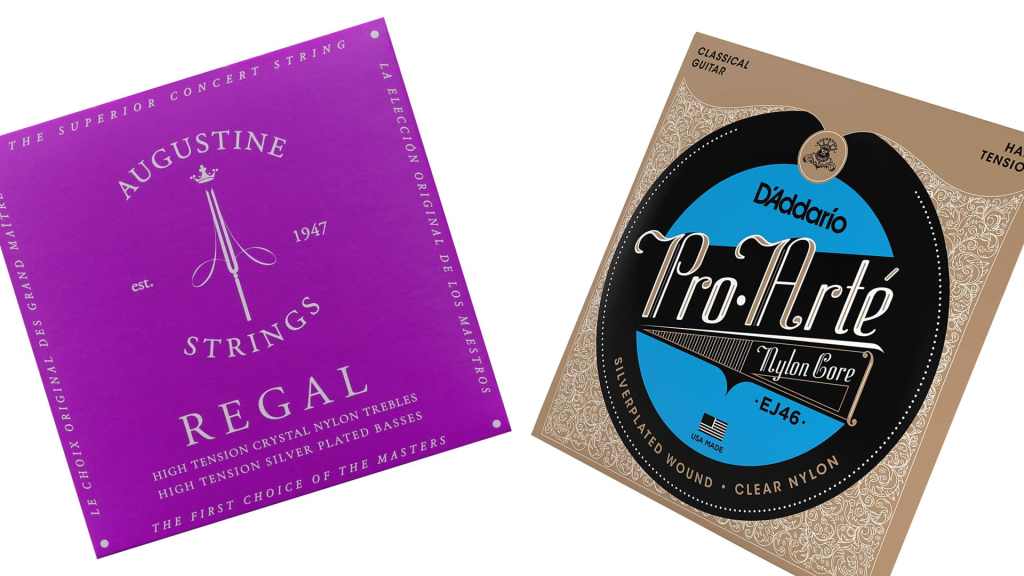 packs of Augustine and D'addario classical guitar strings