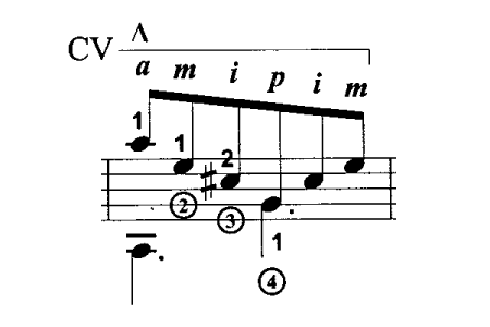 Classical guitar sheet music example with C5, indicating you should play a barre chord on fret 5.