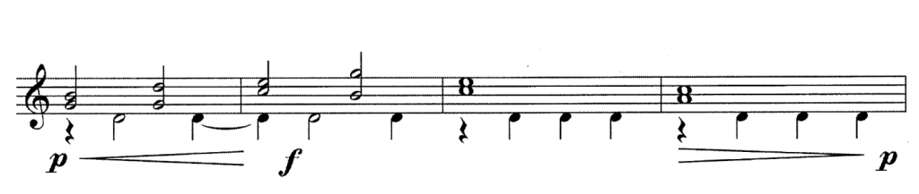 crescendo and decrescendo example in guitar sheet music